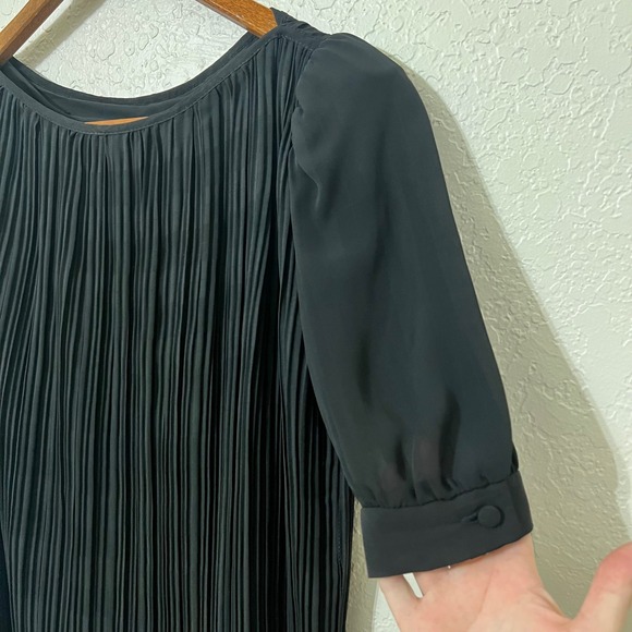 VTG JODY CALIFORNIA Women's Black Pleated Puff Sleeve Sheath Dress - Picture 3 of 6